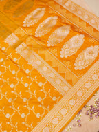 Banarasi Mashru Silk Jall in yellow