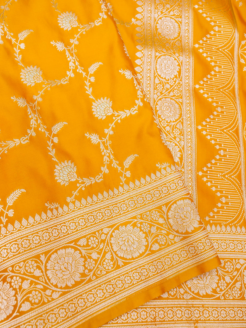 Banarasi Mashru Silk Jall in yellow