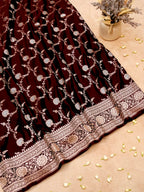 Banarasi Mashru Silk Meena Jall in maroon