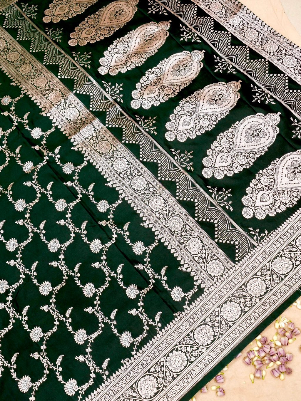 Banarasi Mashru Silk Jall in Bottle Guard