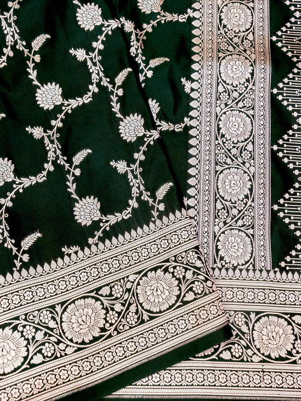 Banarasi Mashru Silk Jall in Bottle Guard