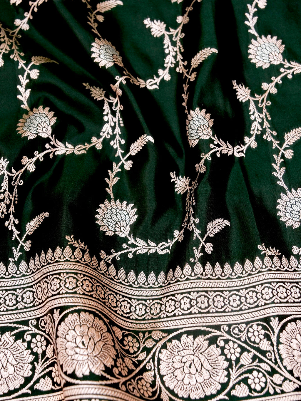 Banarasi Mashru Silk Jall in Bottle Guard
