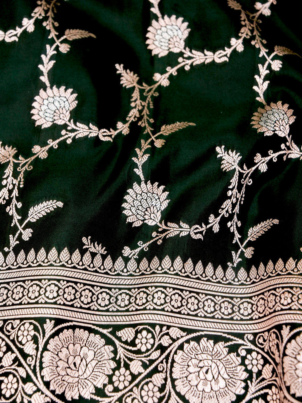 Banarasi Mashru Silk Jall in Bottle Guard