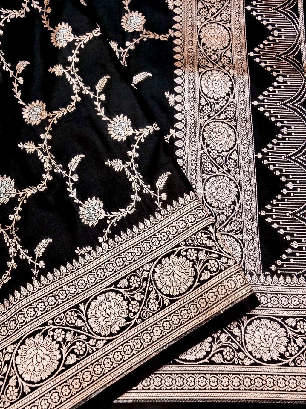 Banarasi Mashru Silk Jall in black