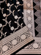 Banarasi Mashru Silk Jall in black