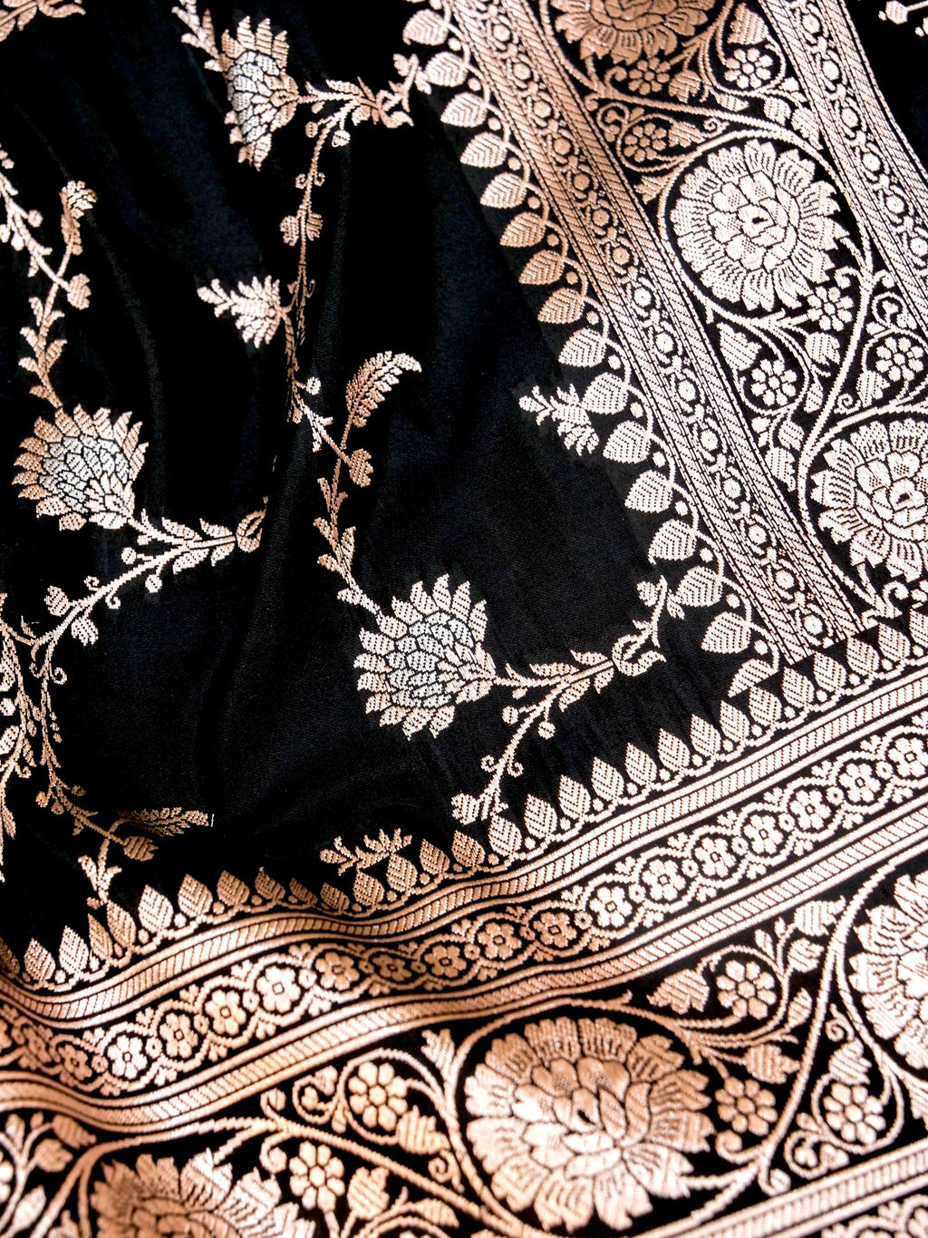 Banarasi Mashru Silk Jall in black