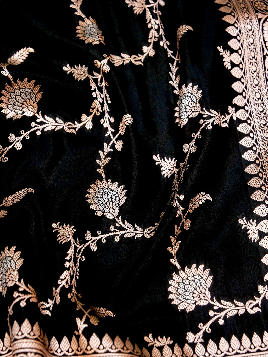 Banarasi Mashru Silk Jall in black