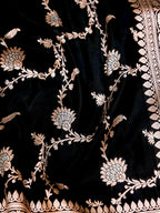 Banarasi Mashru Silk Jall in black