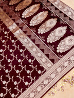 Banarasi Mashru Silk Meena Jall in maroon