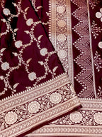 Banarasi Mashru Silk Meena Jall in maroon