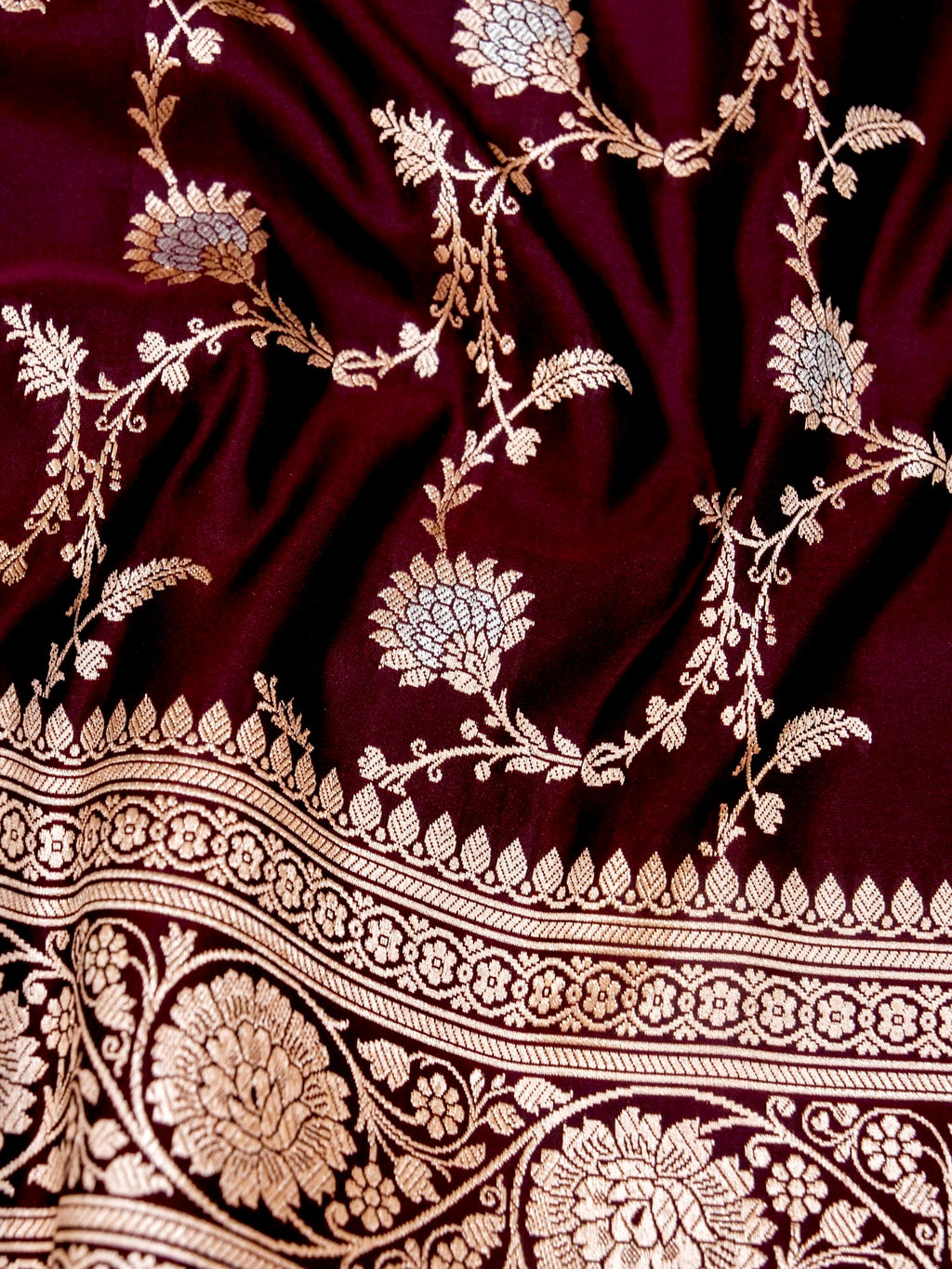 Banarasi Mashru Silk Meena Jall in maroon