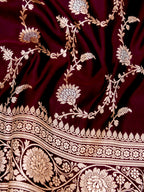 Banarasi Mashru Silk Meena Jall in maroon