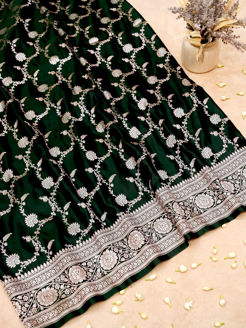 Banarasi Mashru Silk Jall in Bottle Guard