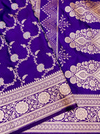 Banarasi Mashru Silk Meena Jall in dark blue
