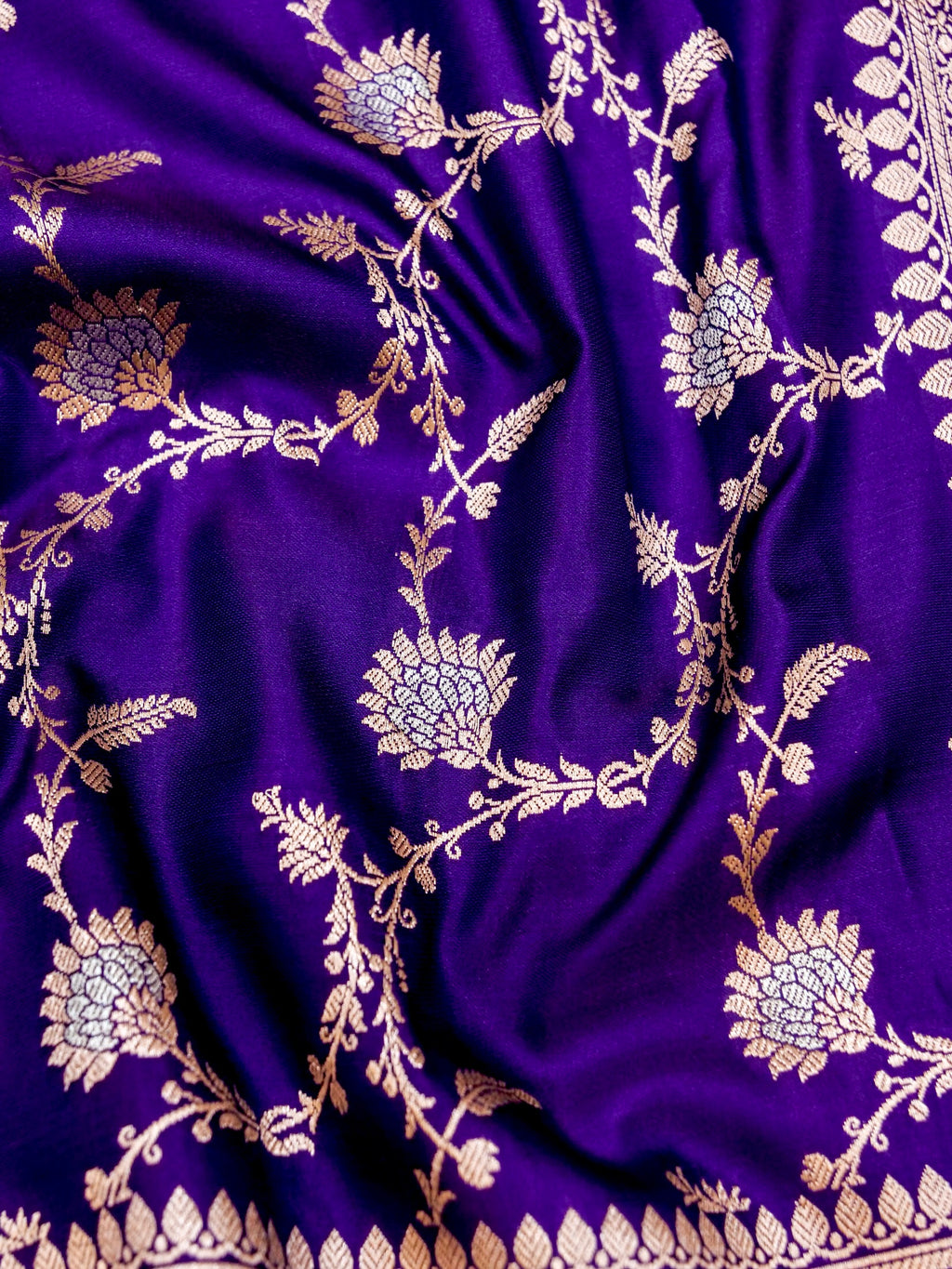 Banarasi Mashru Silk Meena Jall in dark blue