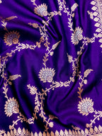 Banarasi Mashru Silk Meena Jall in dark blue