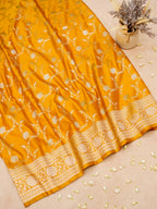 Banarasi Mashru Silk Jall  in yellow