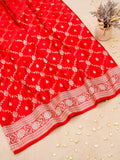 Banarasi Mashru Silk Jall in vibrant red