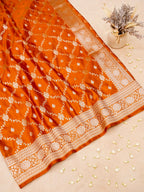 Banarasi Mashru Silk Jall in orange