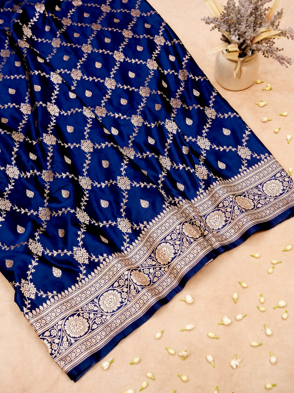 Banarasi Mashru Silk Jall in royal blue