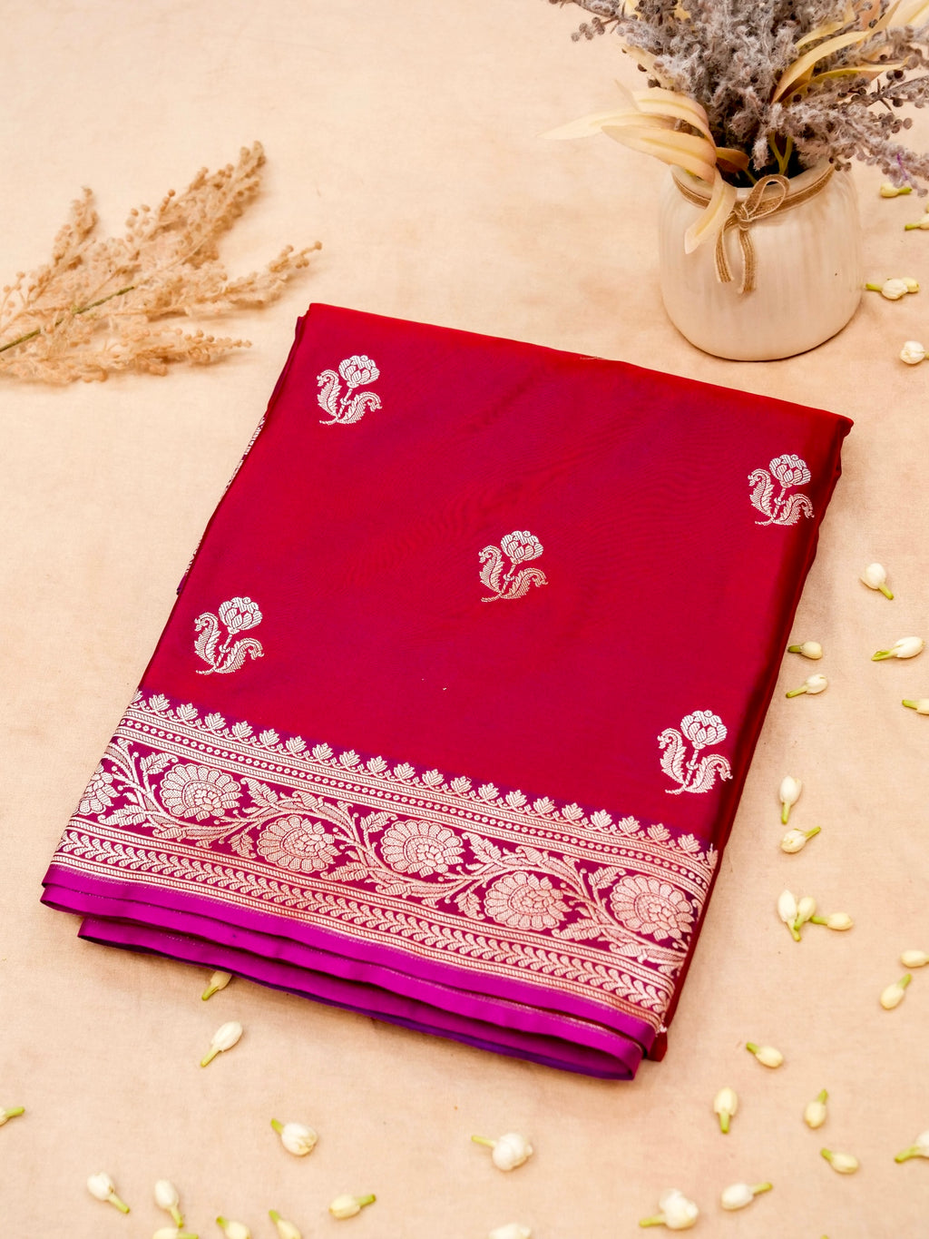 Banarasi Mashru Silk in red