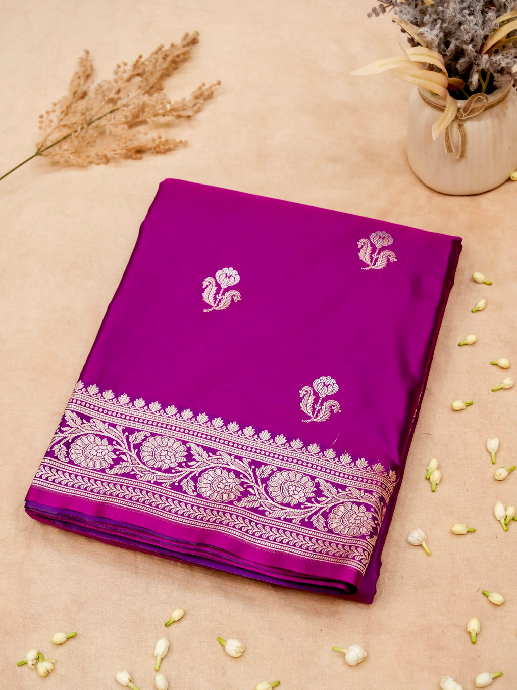 Banarasi Mashru Silk in Magenta