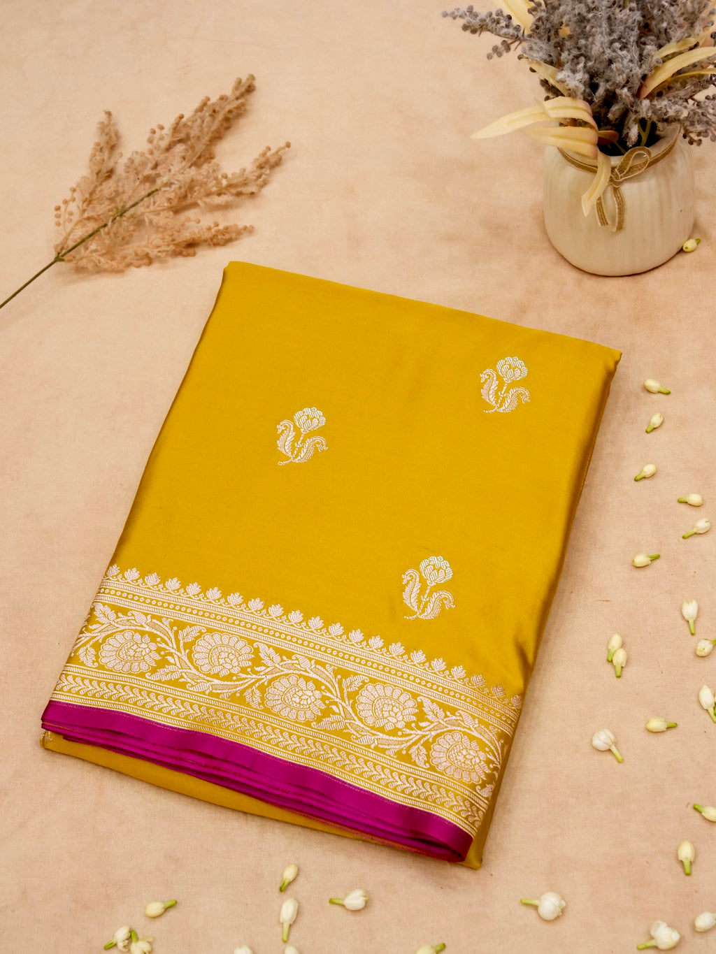 Banarasi Mashru Silk in Yellow