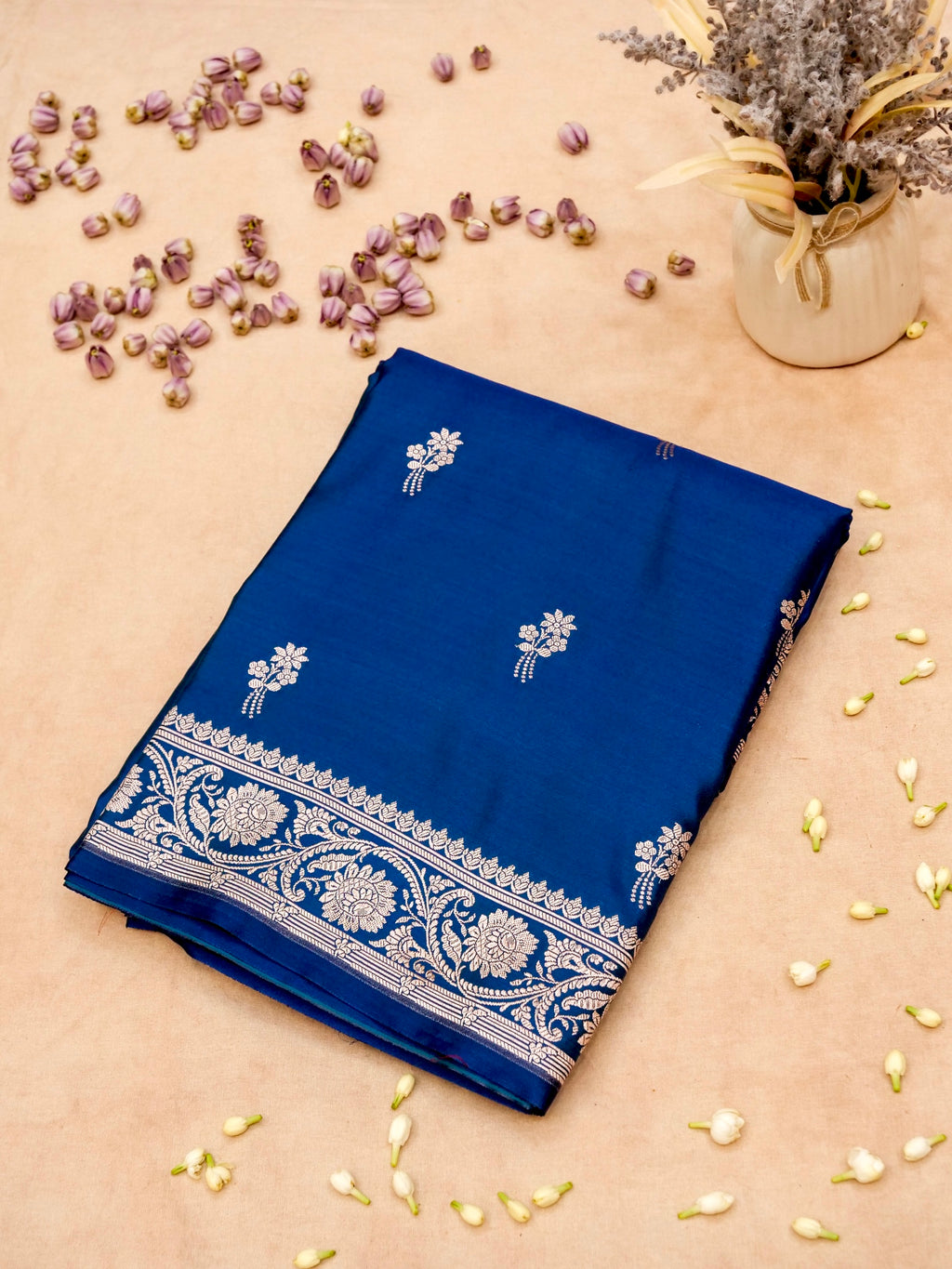 Banarasi Mashru Silk in navy blue