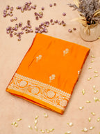 Banarasi Mashru Silk in vibrant orange