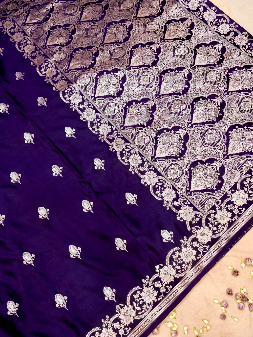 Banarasi Mashru Silk Meenakari in violet