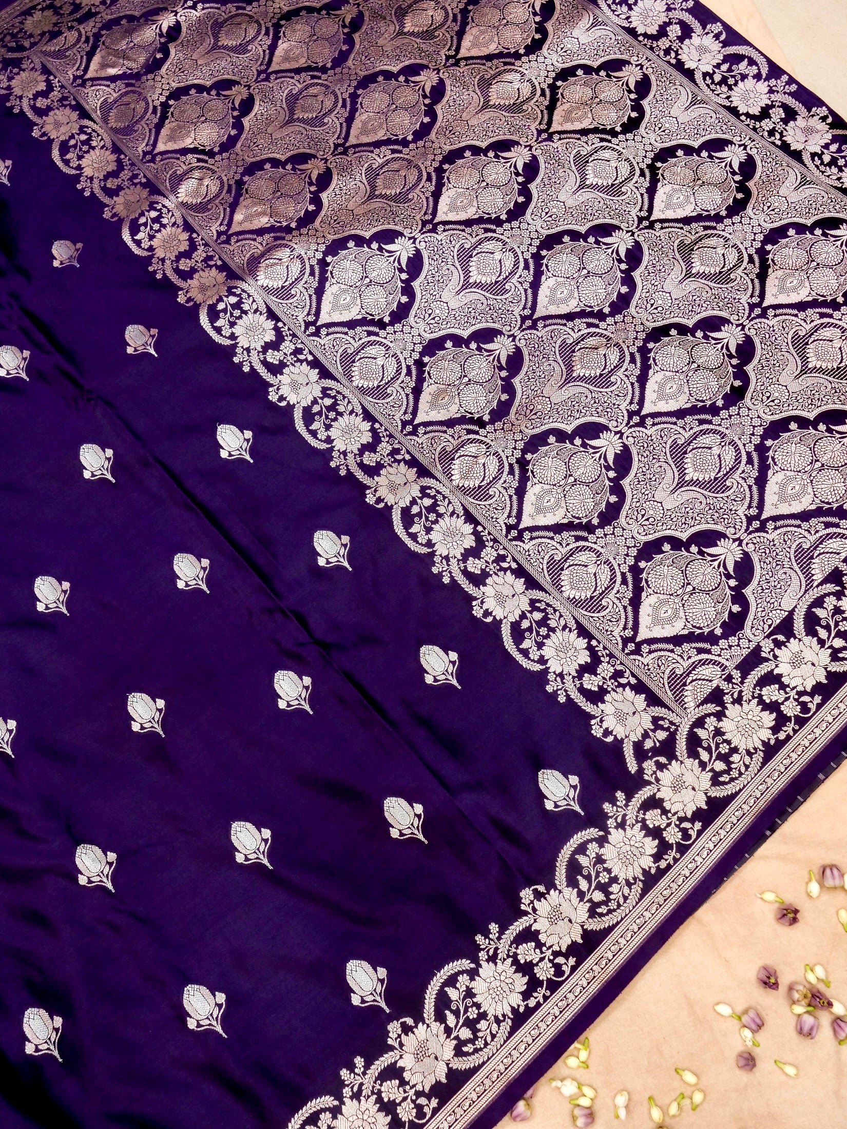 Banarasi Mashru Silk Meenakari in violet