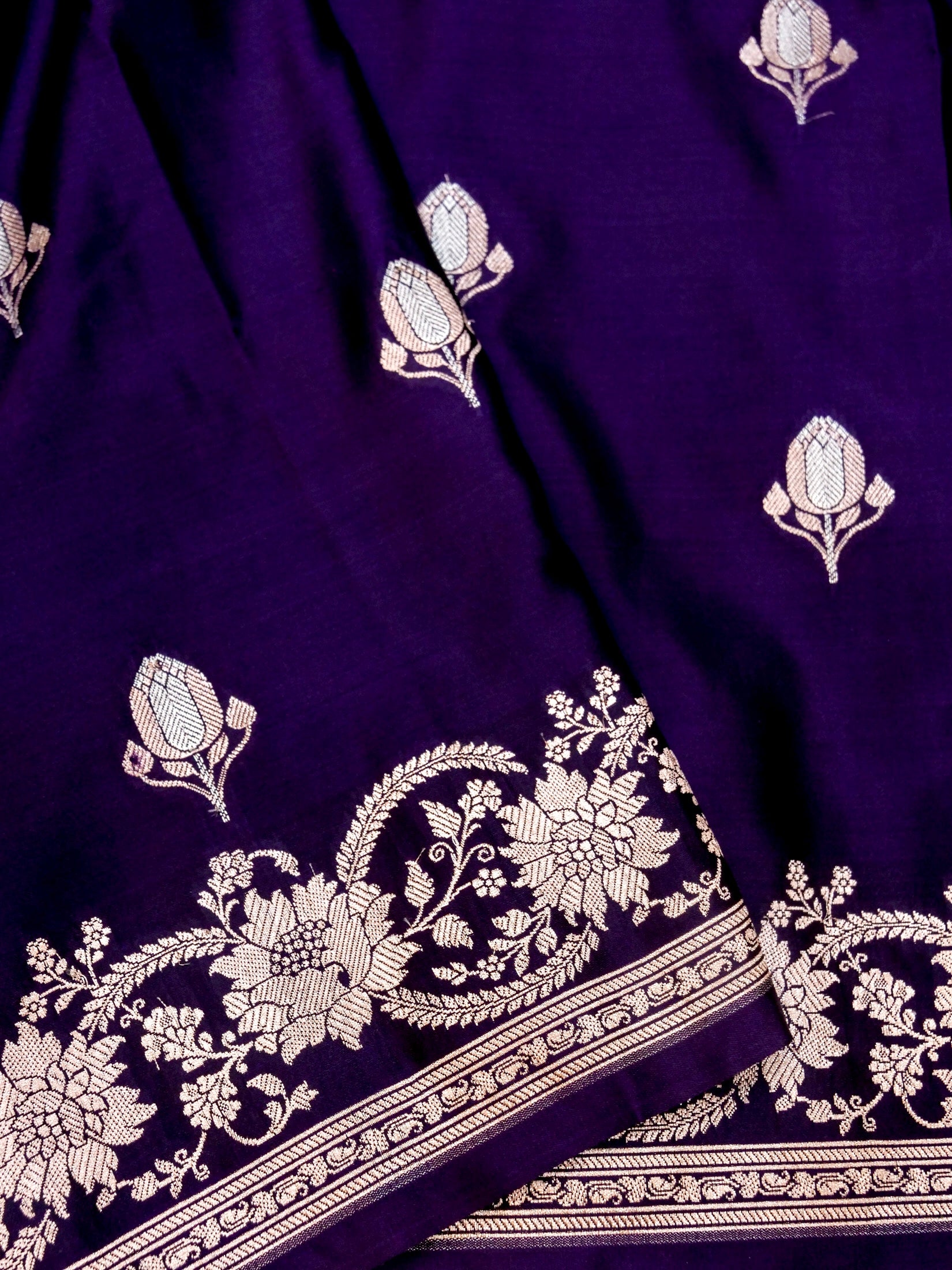 Banarasi Mashru Silk Meenakari in violet