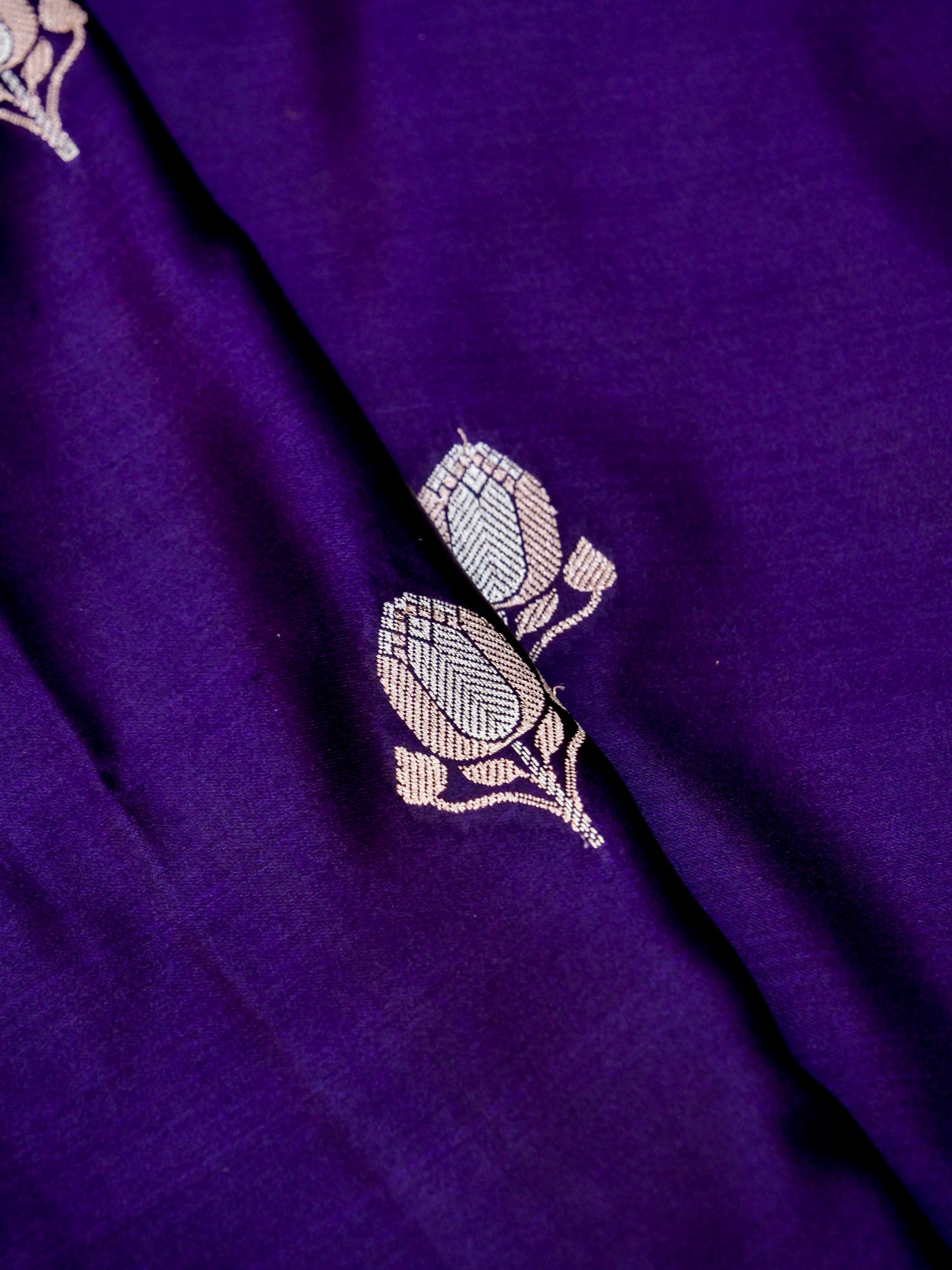 Banarasi Mashru Silk Meenakari in violet