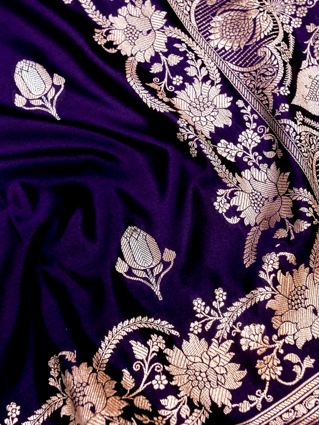 Banarasi Mashru Silk Meenakari in violet