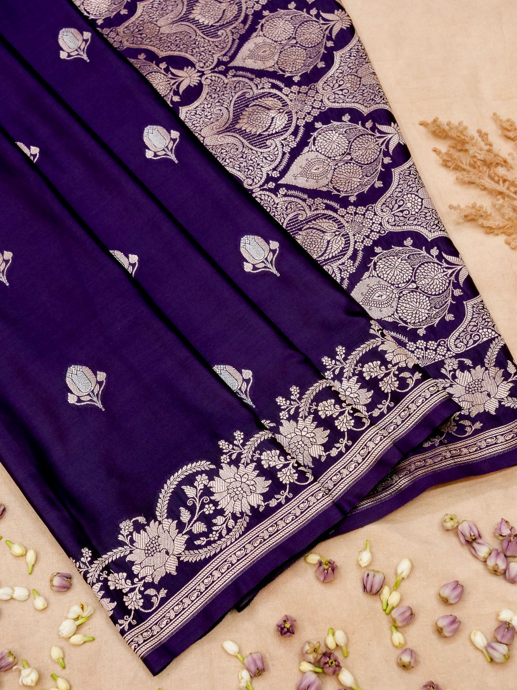 Banarasi Mashru Silk Meenakari in violet