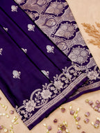 Banarasi Mashru Silk Meenakari in violet