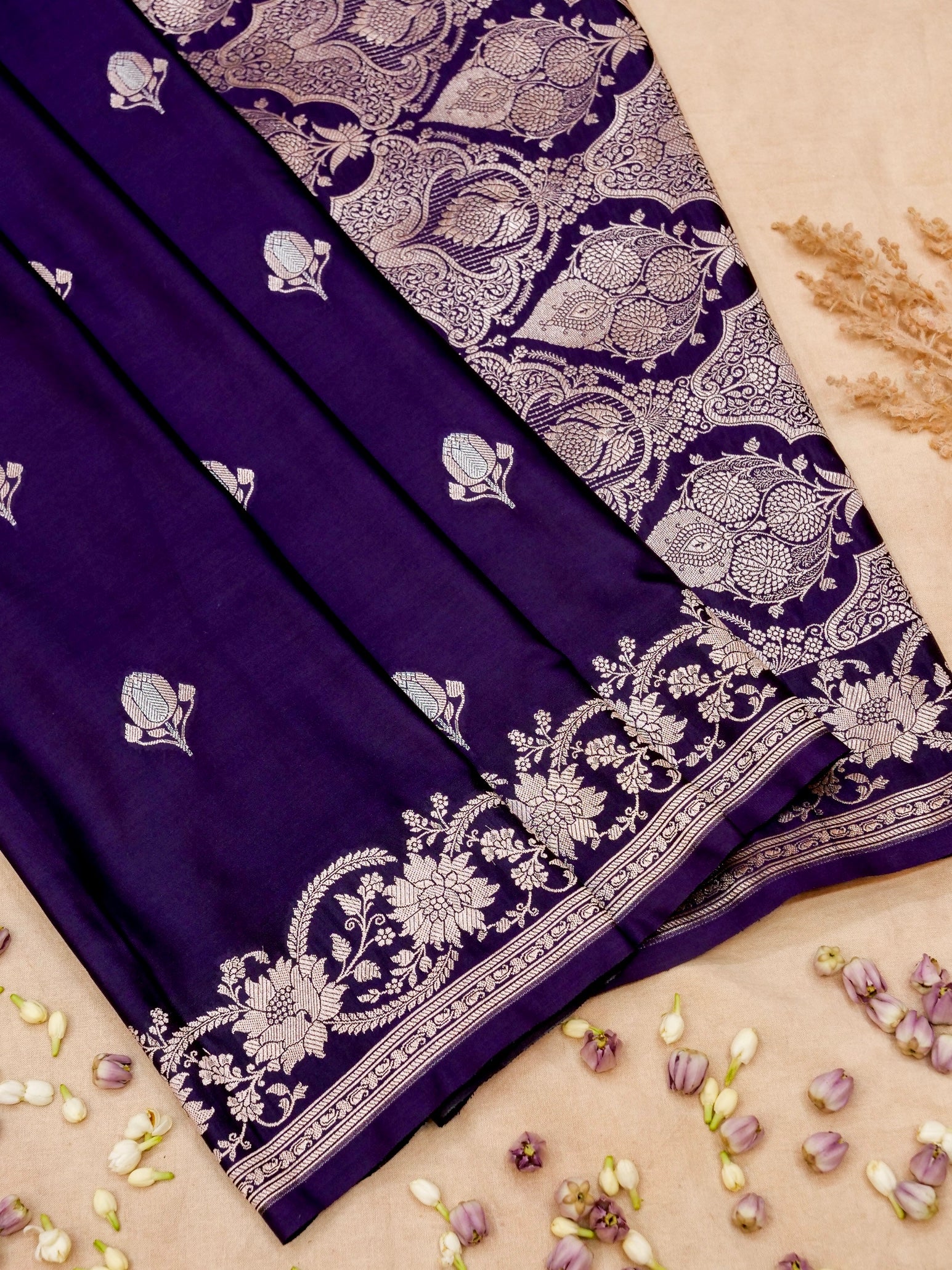 Banarasi Mashru Silk Meenakari in violet