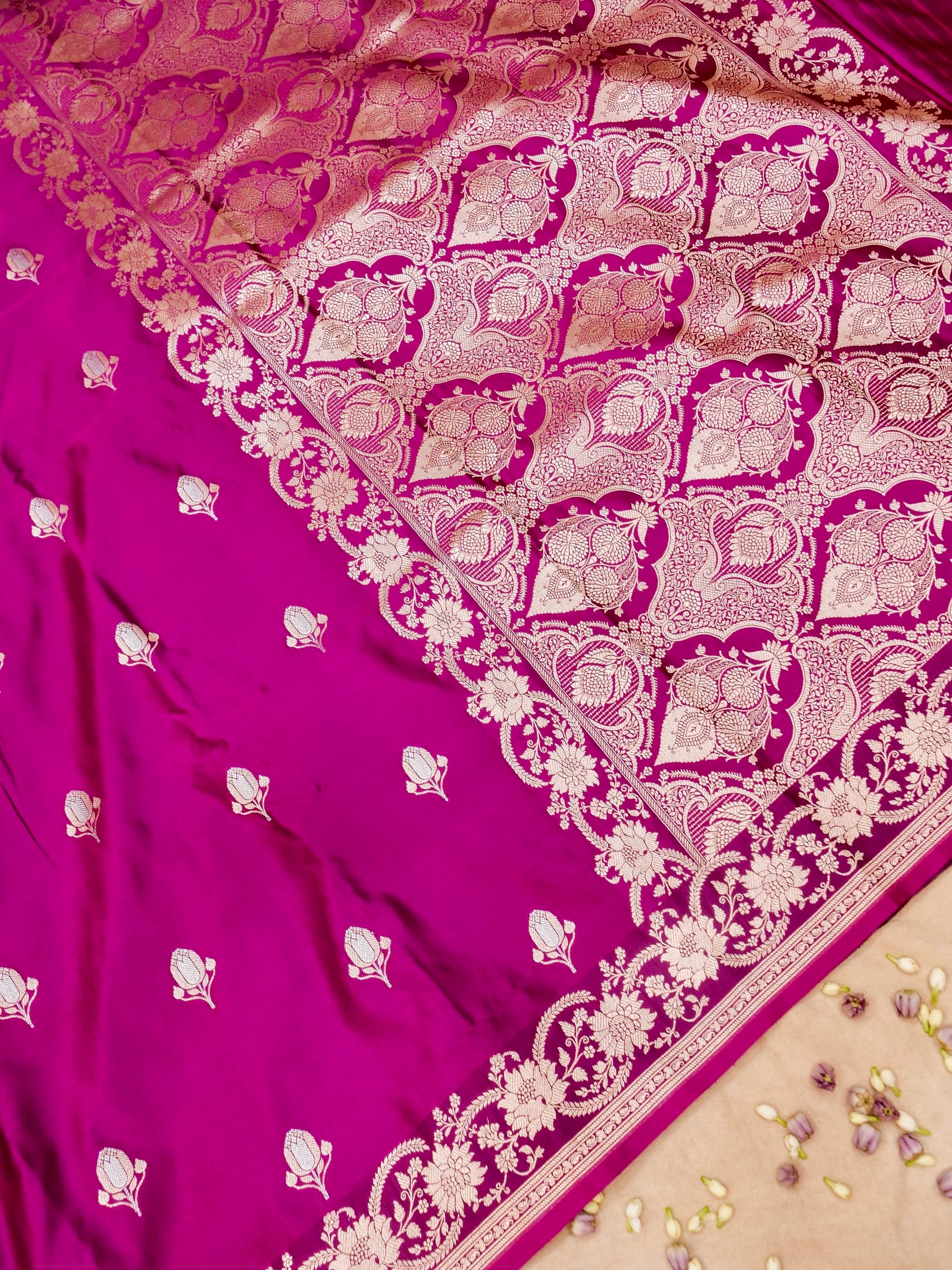 Banarasi Mashru Silk Meenakari in Magenta