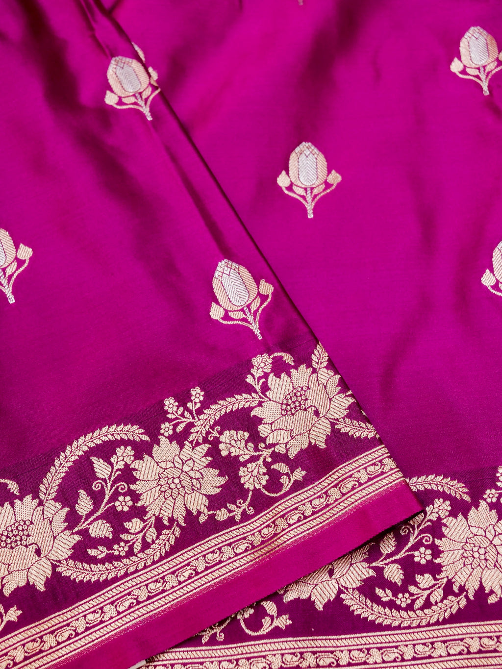 Banarasi Mashru Silk Meenakari in Magenta