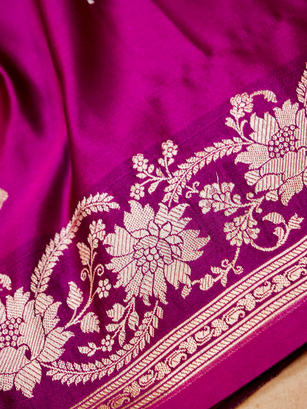 Banarasi Mashru Silk Meenakari in Magenta
