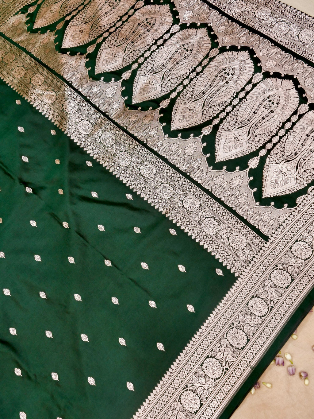 Banarasi Mashru Silk  in Green