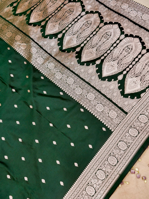 Banarasi Mashru Silk  in Green