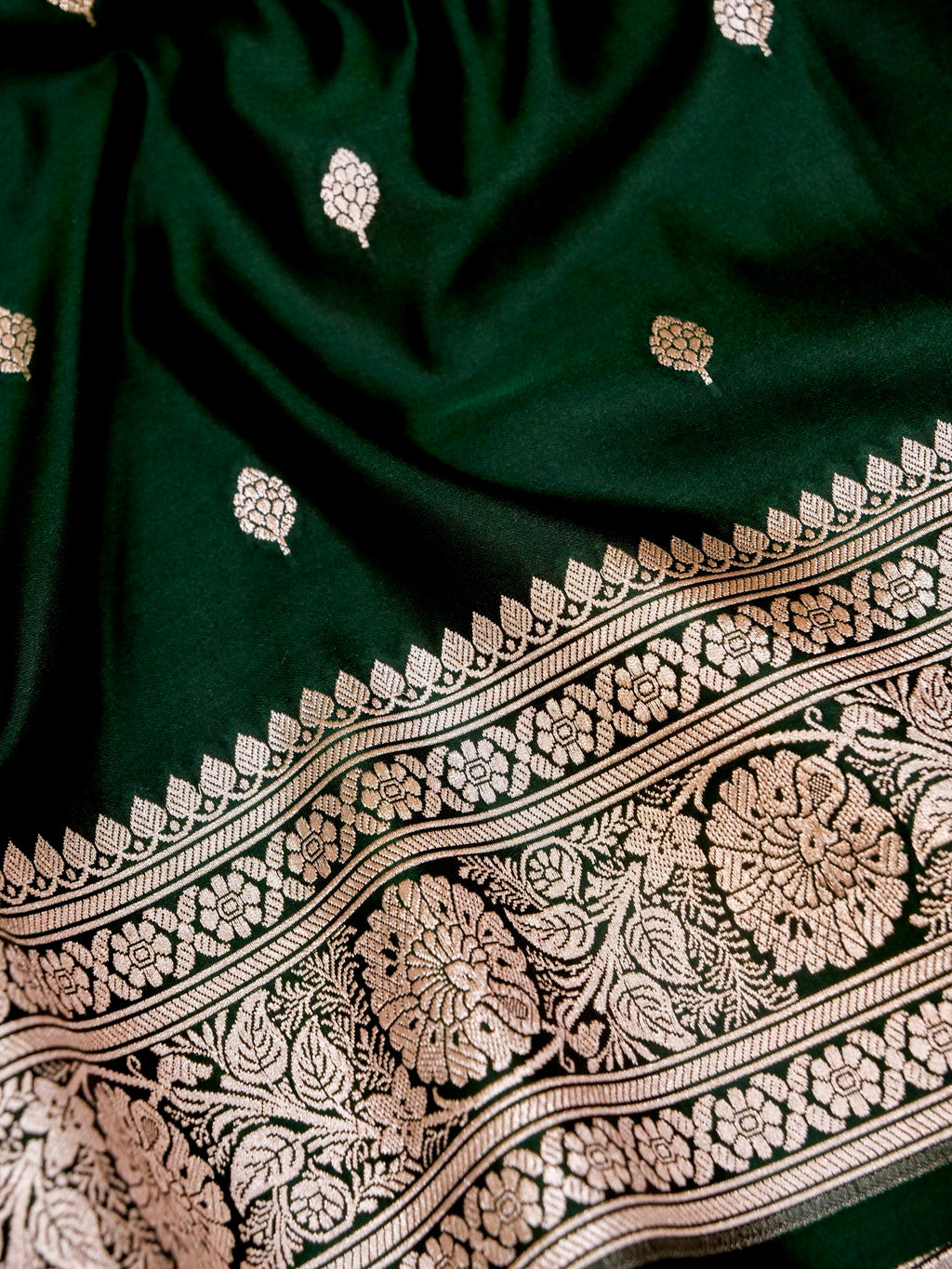 Banarasi Mashru Silk  in Green
