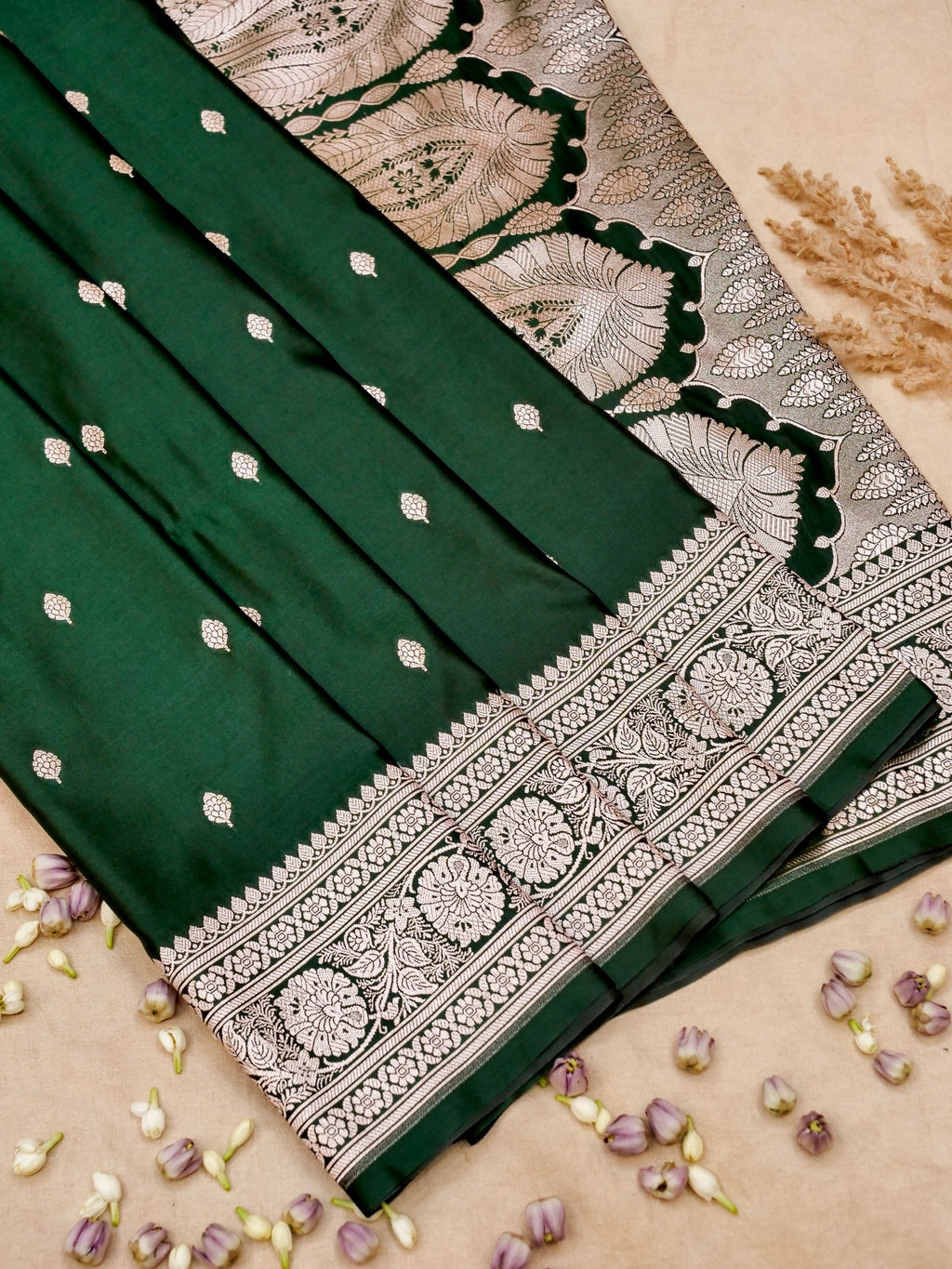 Banarasi Mashru Silk in Green