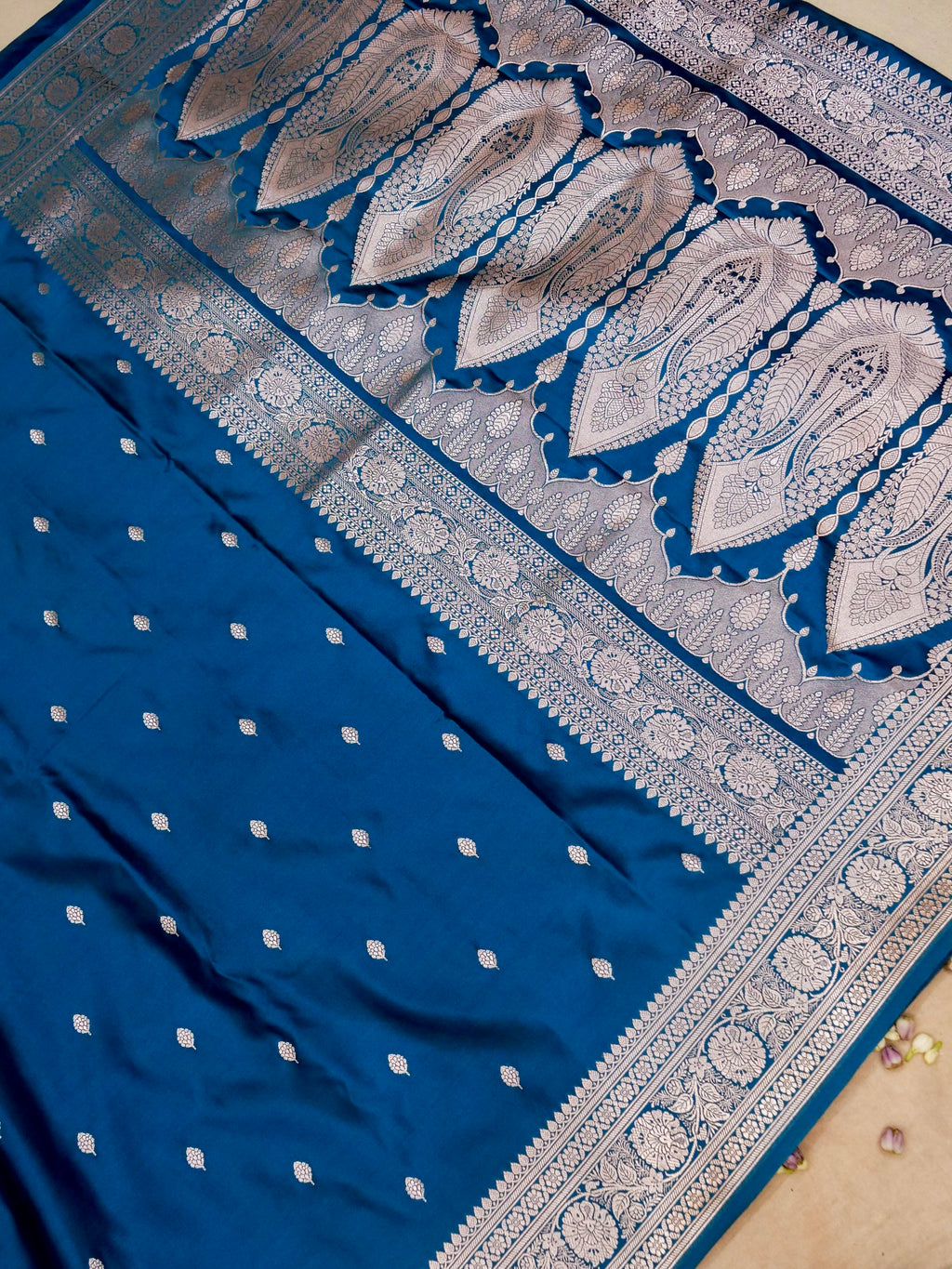Banarasi Mashru Silk Meenakari in Blue