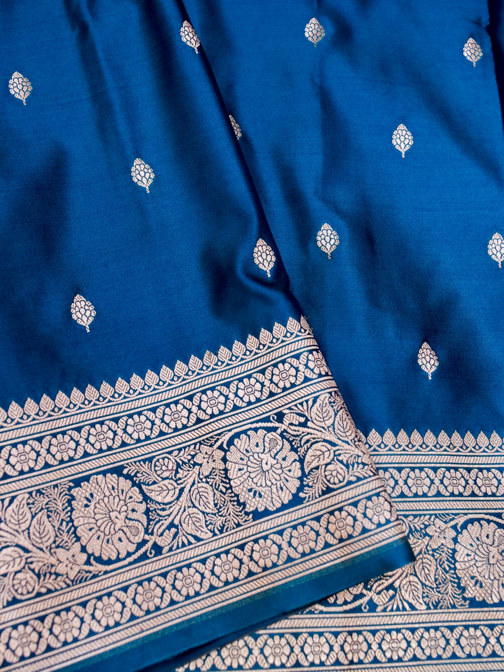 Banarasi Mashru Silk Meenakari in Blue