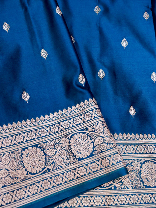 Banarasi Mashru Silk Meenakari in Blue