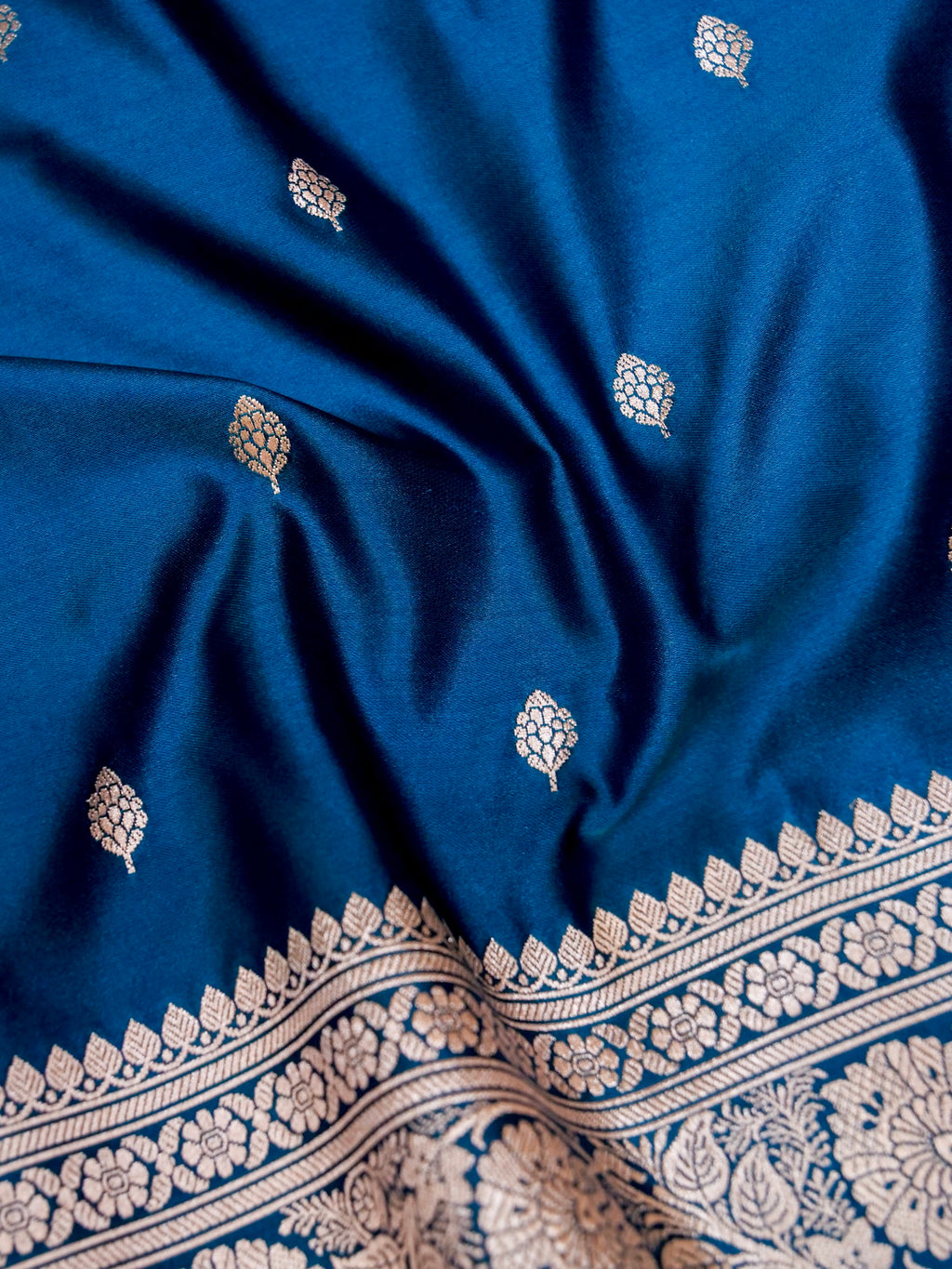 Banarasi Mashru Silk Meenakari in Blue