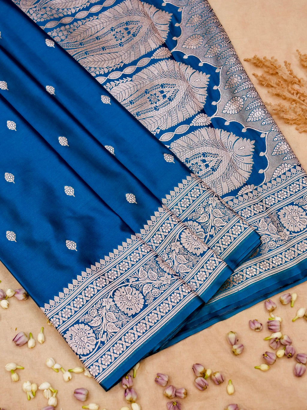 Banarasi Mashru Silk Meenakari in Blue