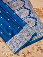 Banarasi Mashru Silk Meenakari in Blue